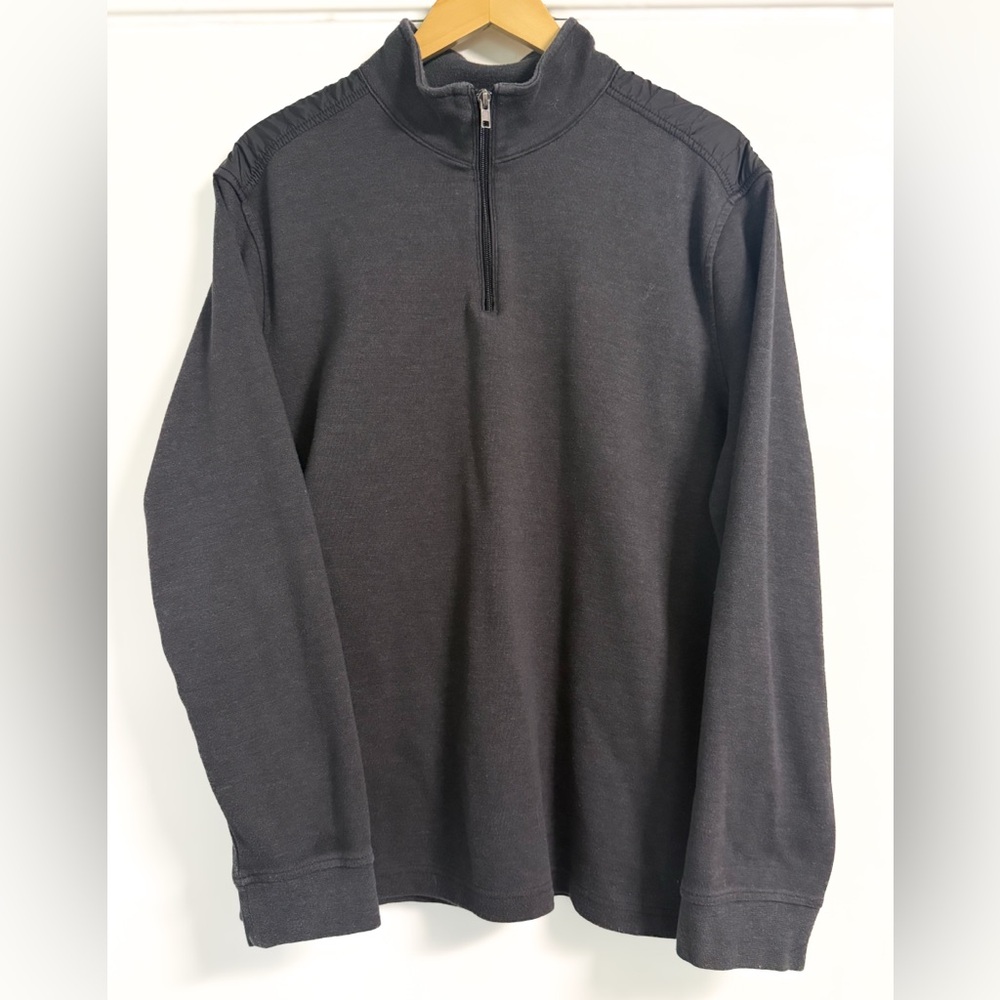 Perry Ellis Men’s XXL Charcoal Quarter Zip Pullover Mock Neck Classic